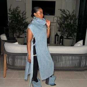 Stylish Denim Sleeveless Dress/Shirt